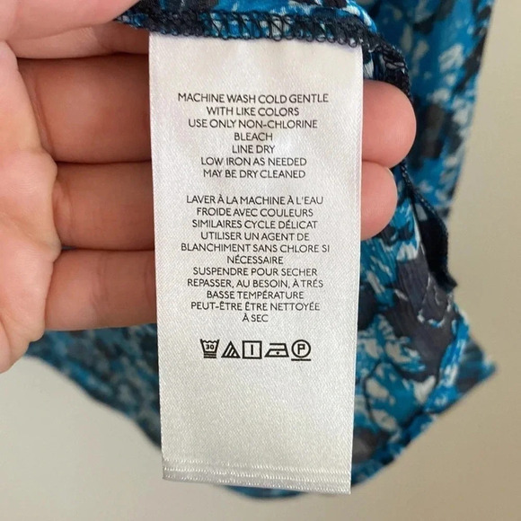 By Anthropologie blue Sheer floral Printed Peasant Blouse size small - Picture 9 of 10